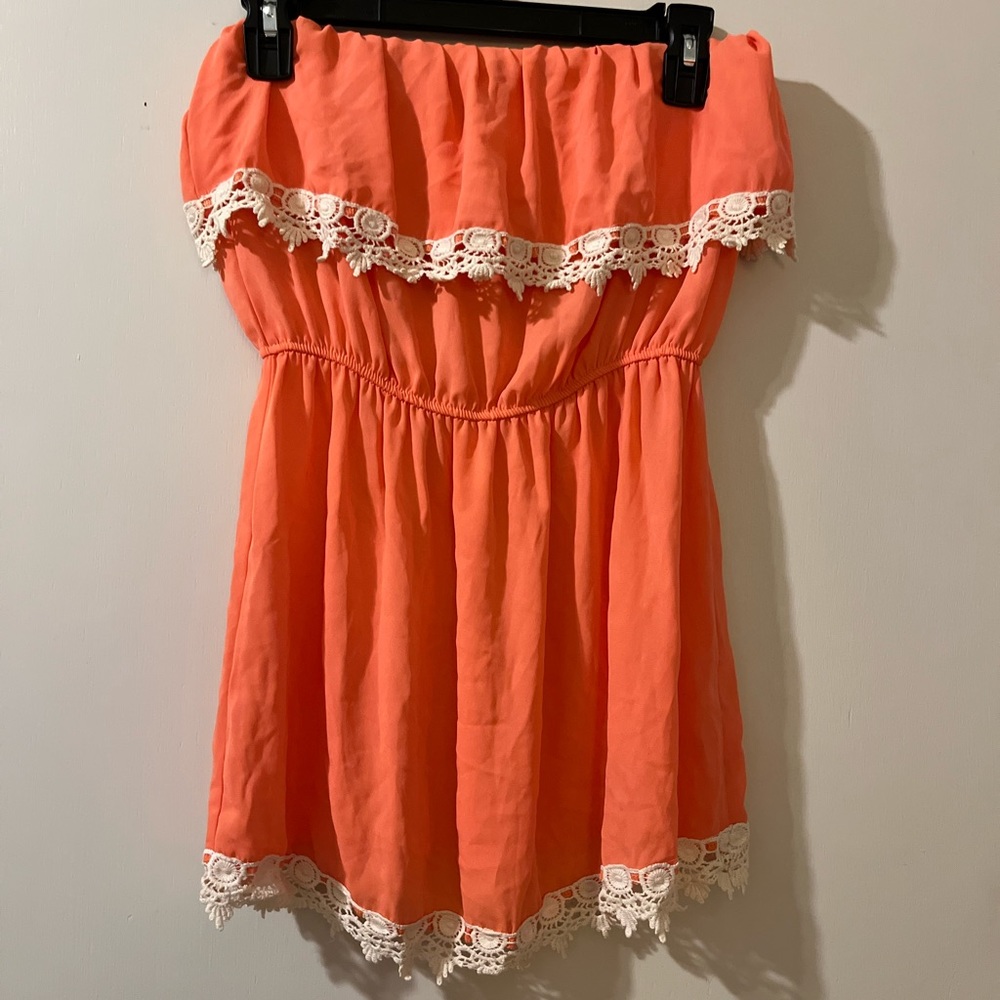 Orange White lace Off the Shoulder Top